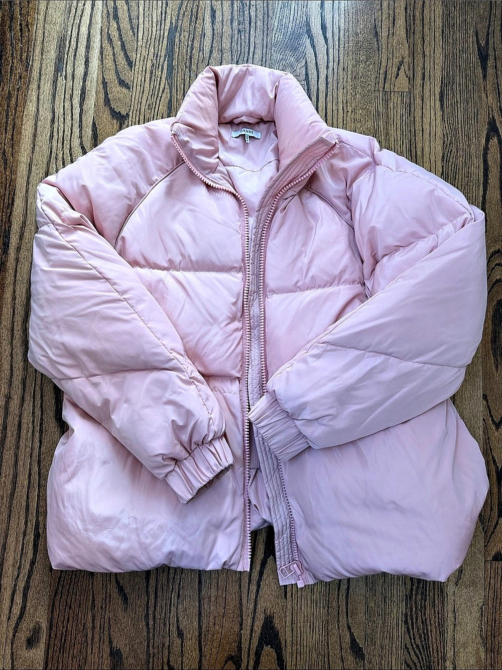 GANNI Heavy Tech Puffer Jacket Pink Size Small